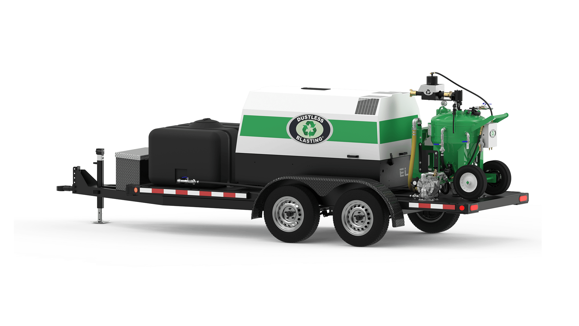 Dustless Blasting's DB500 Mobile S sandblasting trailer.
